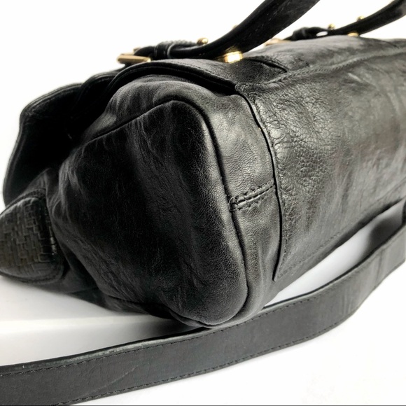 C C Skye Upper Eastside Black Leather Top Handle Embossed Buckle Satchel - Picture 11 of 16